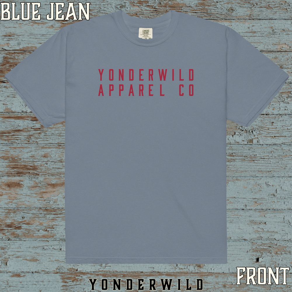 YAC Throwback Short Sleeve Tee Sumac (Front) (Blue Jean).png