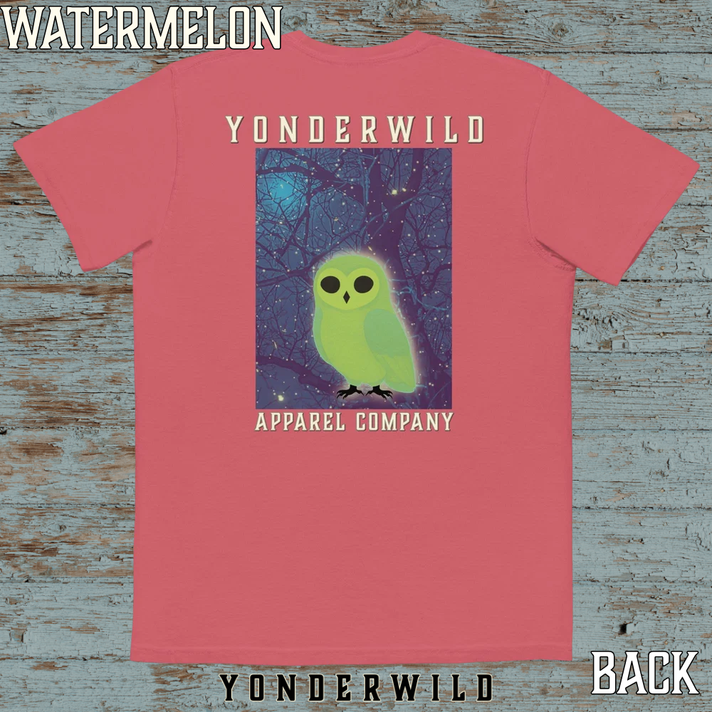Owl Bird Aglow Pocket Tee