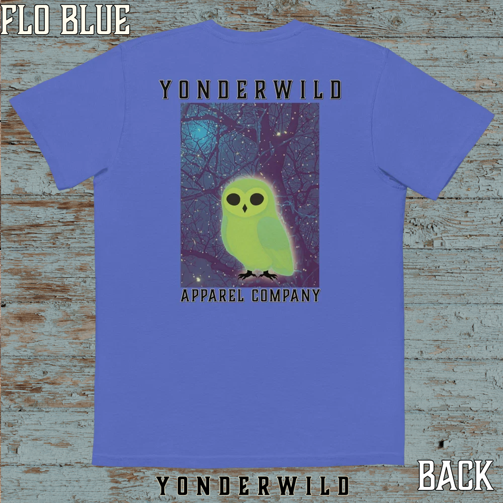 Owl Bird Aglow Pocket Tee
