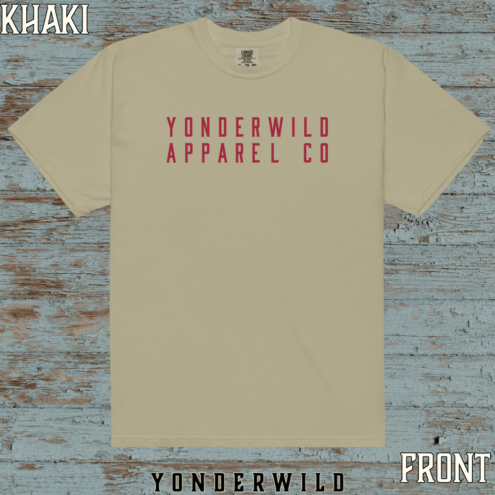 YAC Throwback Short Sleeve Tee Sumac (Front) (Khaki).png