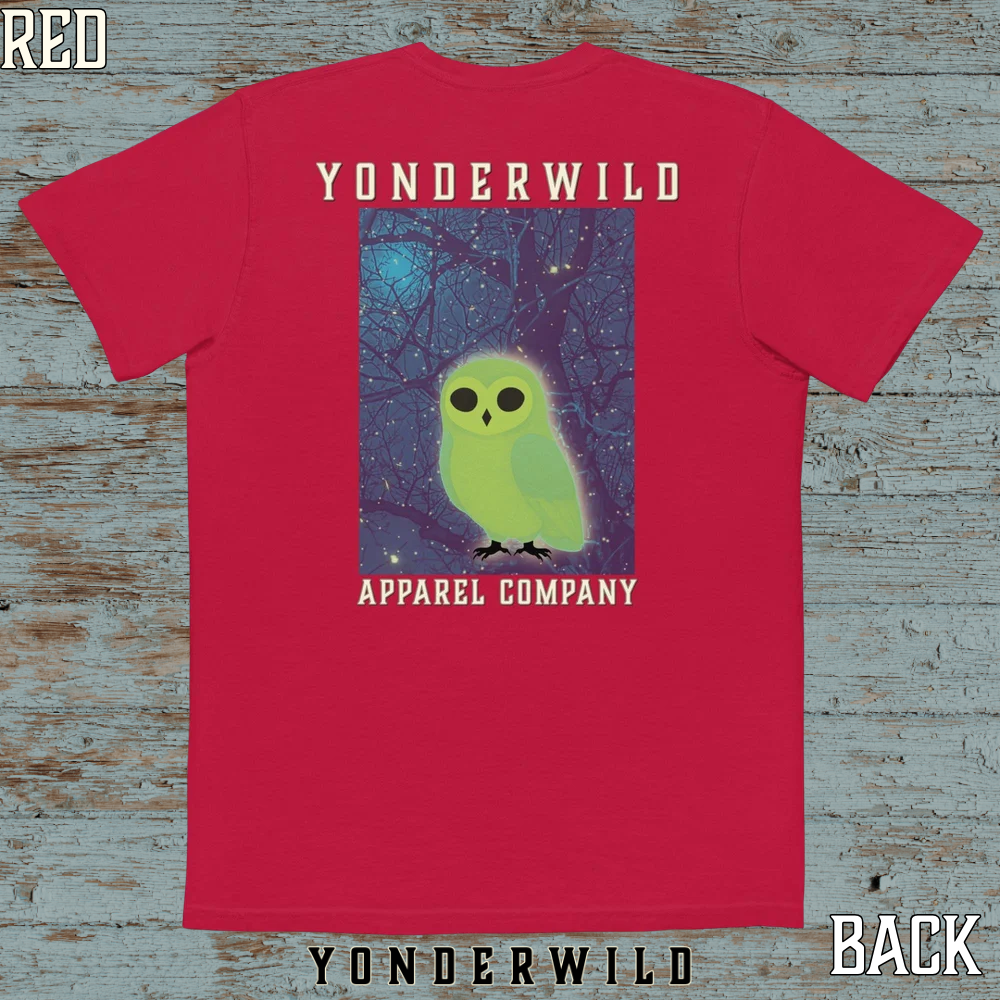 Owl Bird Aglow Pocket Tee