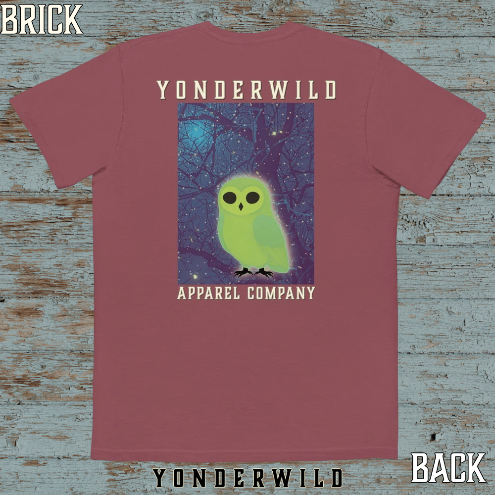 Owl Bird Aglow Pocket Tee