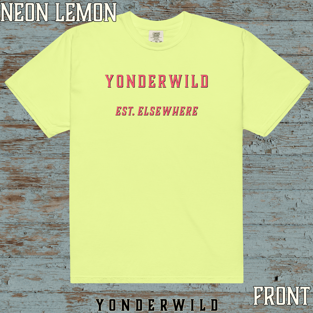 Varsity Logo Short Sleeve Sunset (Front) (Neon Lemon).png