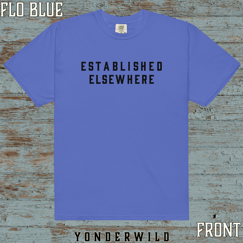 Established Short Sleeve Coal (Front) (Flo Blue).png