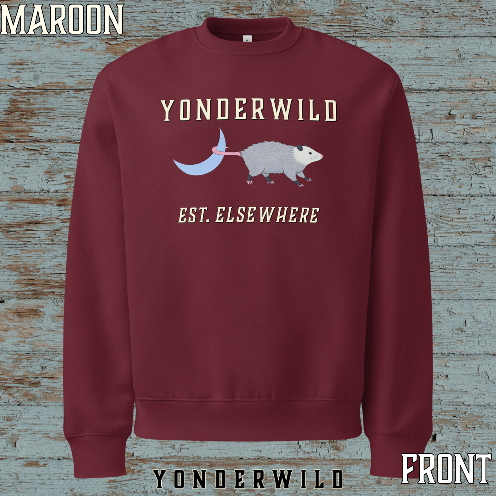 Moon Possum Oversized Heavyweight Sweatshirt (Maroon) (Front).png