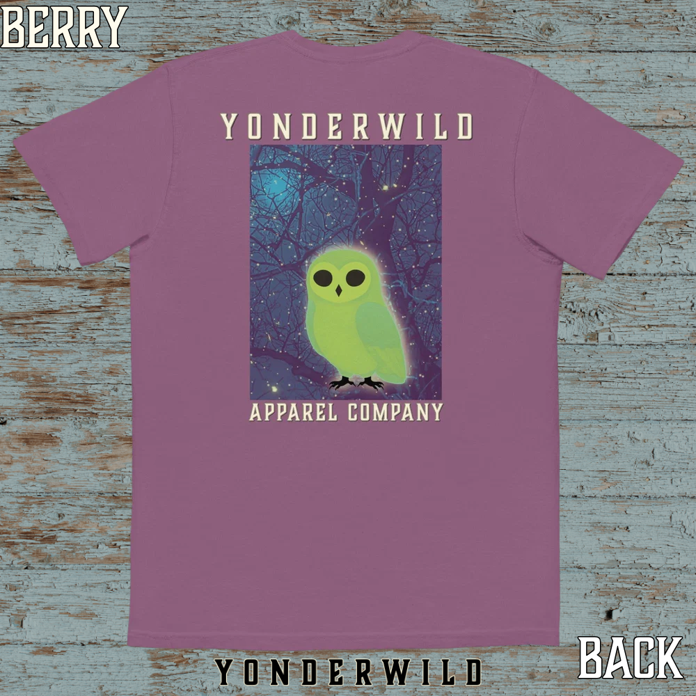 Owl Bird Aglow Pocket Tee