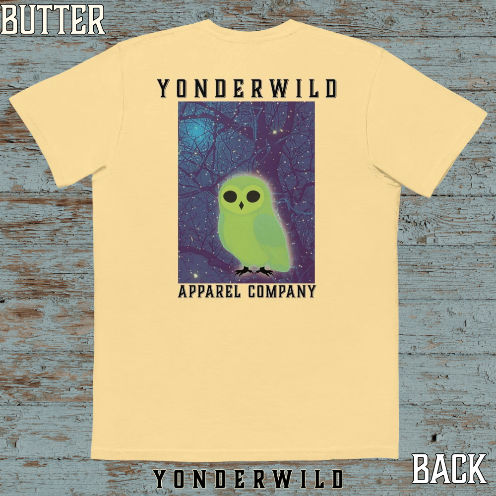Owl Bird Aglow Pocket Tee