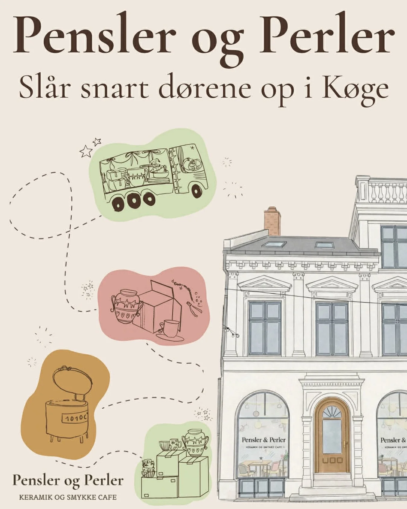 S&aring; kan vi endelig meddele at vi &aring;bner en Pensler og Perler i K&oslash;ge ✨ 

Vi har endelig fundet lokaltionen, og vi gl&aelig;der os meget til at byde K&oslash;ge&rsquo;s kreative g&aelig;ster velkommen 🎨

#k&oslash;ge #kreativcafe #pai