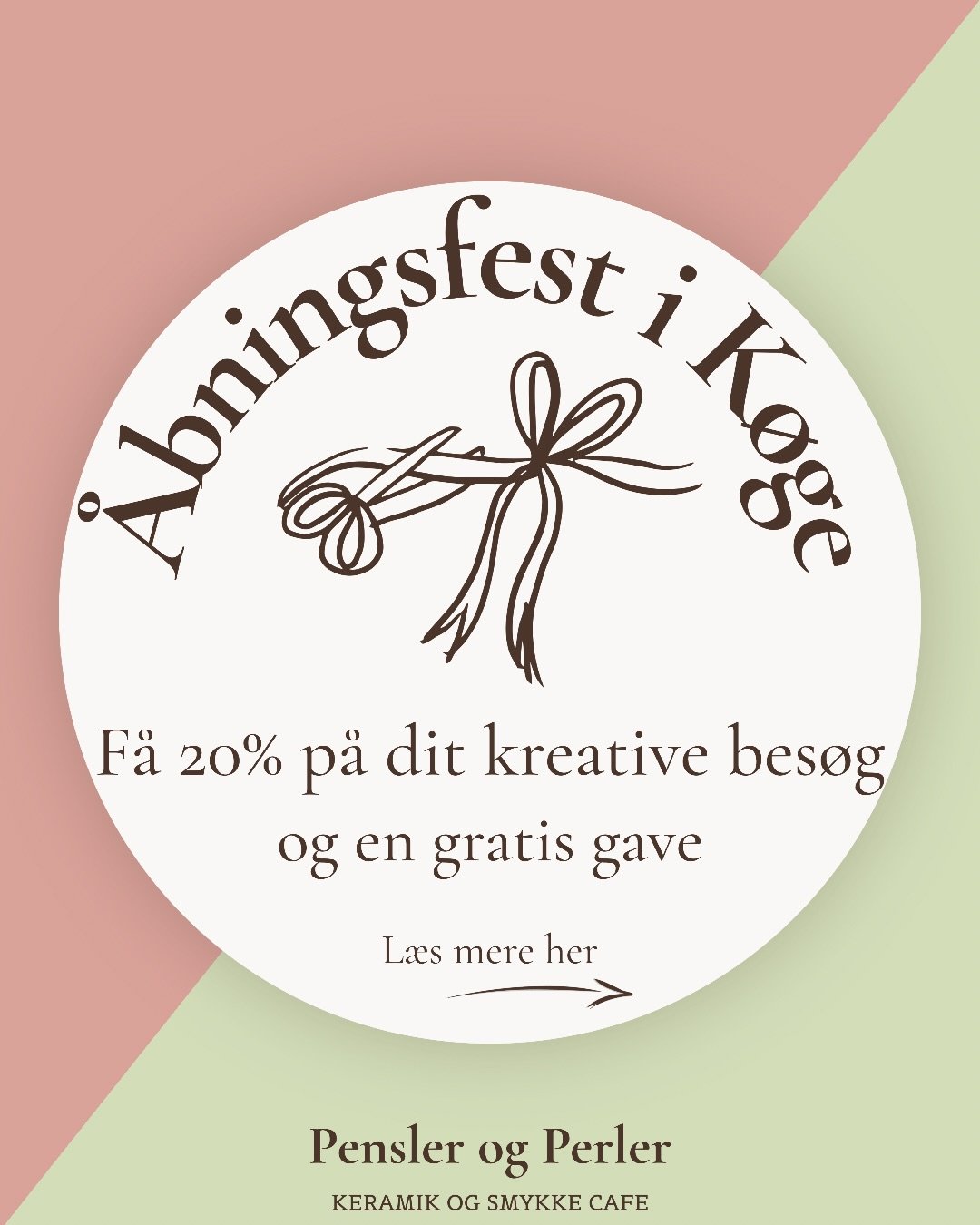 🌸 ER I KLAR K&Oslash;GE? 🌸

Vi er s&aring; glade for endelig at kunne invitere jer indenfor i vores nye caf&eacute; 💛
Pensler og Perler &aring;bner d. 28. marts i K&oslash;ge &ndash; og det skal selvf&oslash;lgelig fejres!

✨ I perioden d. 28. mar