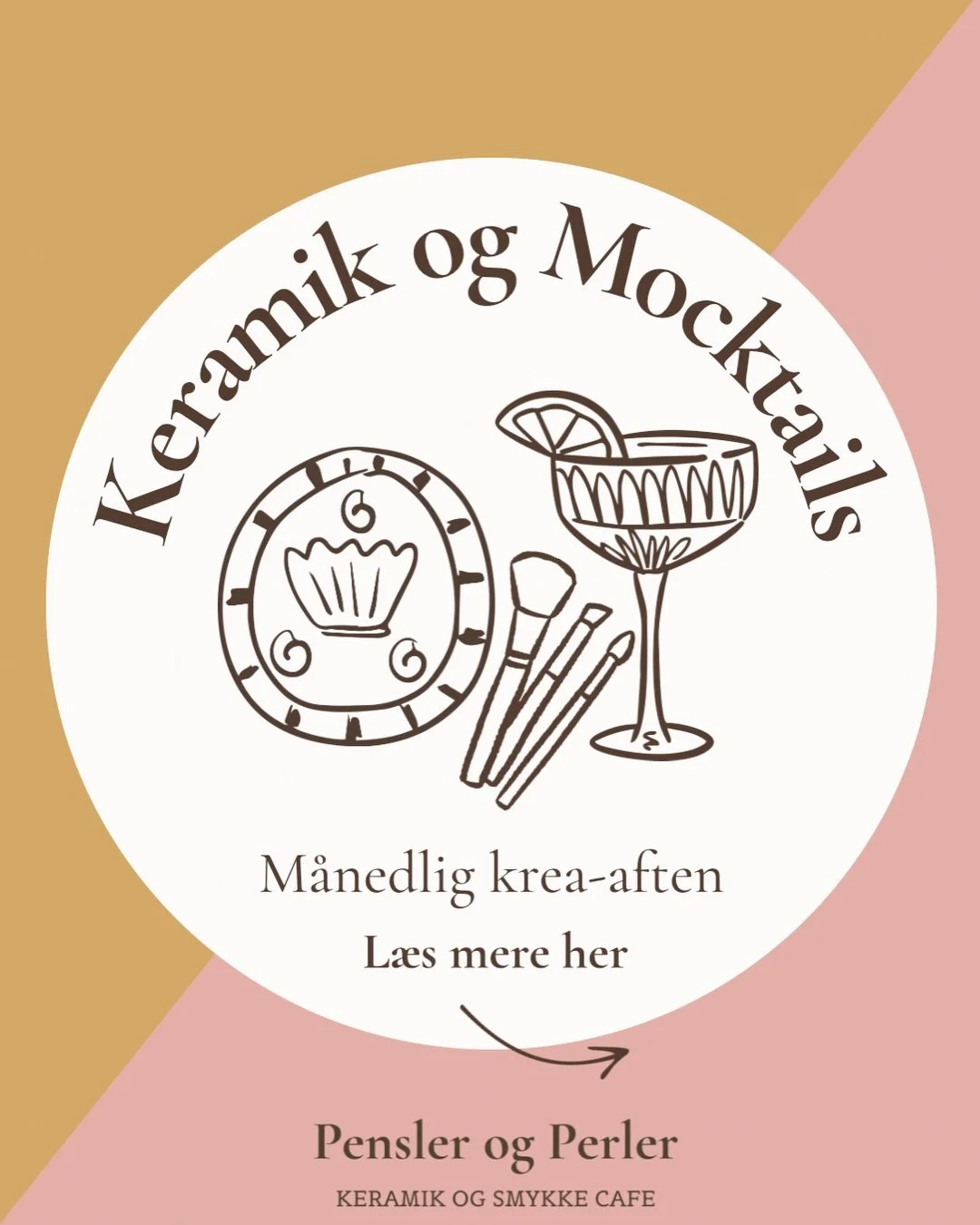 Skal du med til m&aring;nedens Keramik &amp; Mocktails? 

Der er stadig et par ledige borde, s&aring; tag en du holder af under armen og v&aelig;re med til en hyggelig og kreativ aften ✨

Book bord via hjemmesiden - link i bio! 💌

#penslerogperler #