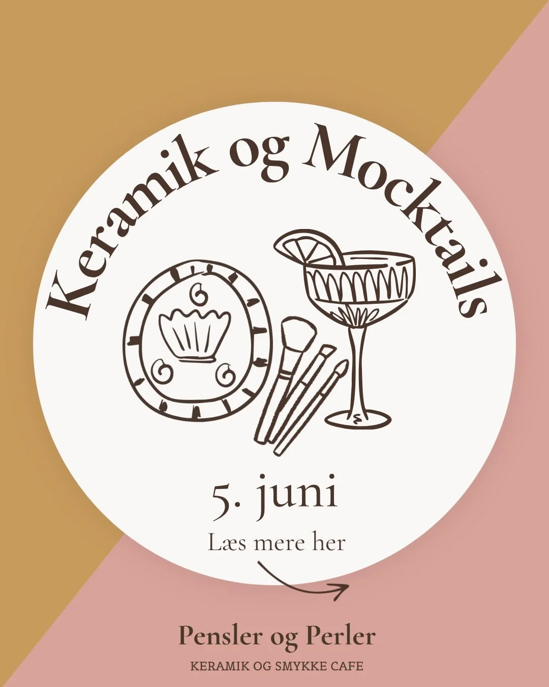 Vi tager hul p&aring; sommeren med en hyggelig omgang Keramik &amp; Mocktails fredag d. 5. juni ☀️

Der er stadig ledige borde, s&aring; tag dem du holder af med til en kreativ sommeraften 🎨

Book bord via www.penslerogperler.dk &ndash; link i bio! 