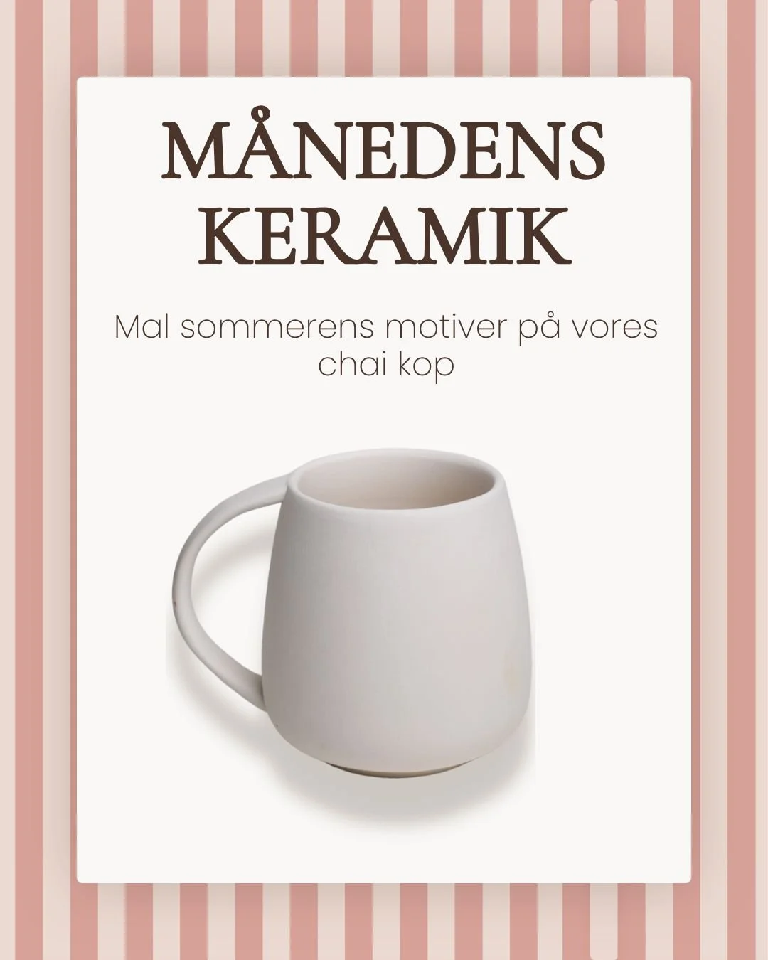 M&aring;nedens keramik:
Vores chai-kop 💛 

Vi har pr&oslash;vet at inspirere jer med det perfekte bud p&aring; sommer koppen ☀️

Hvordan ville din kop se ud? ☕️ 

Book et bord via linket i bio og slip kreativiteten l&oslash;s 🎨