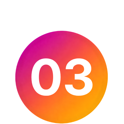 A colorful gradient circle with the number 03 in white text in the center.