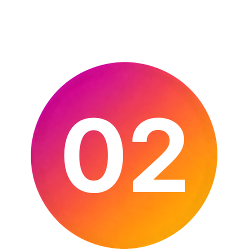 Colorful gradient circle with the number '02' in white text.