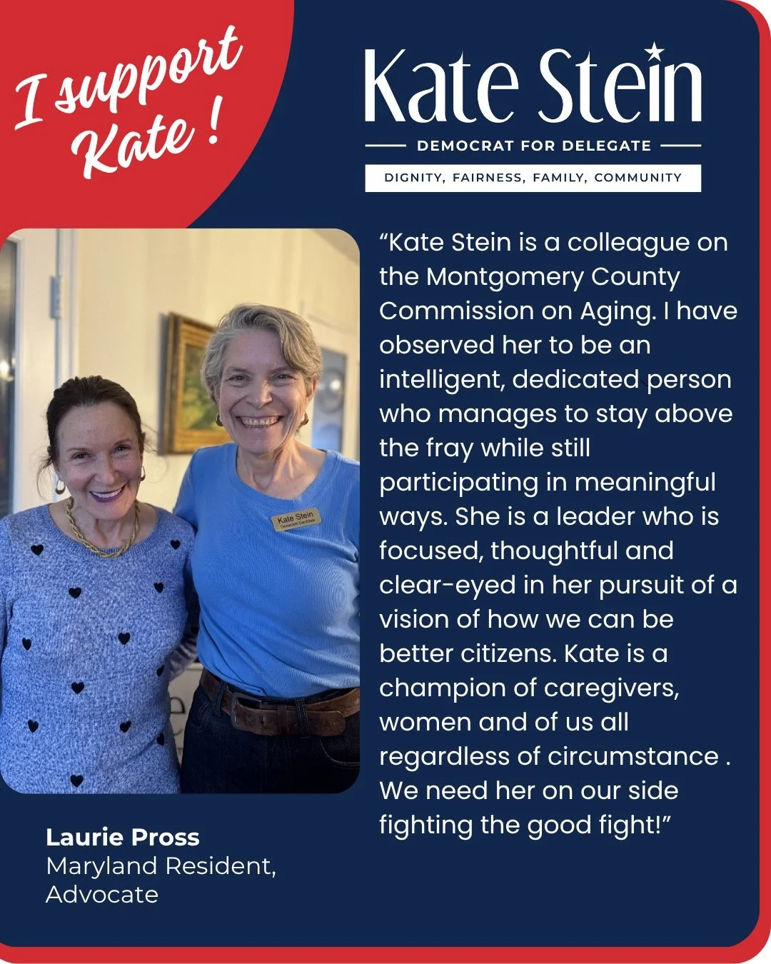 Hearing this from Laurie reinforces why I stay focused on the work: showing up, listening, and supporting caregivers, older adults, and families across our community. #katestein #steinford18 #moco #marylandGeneralassembly #d18delegate