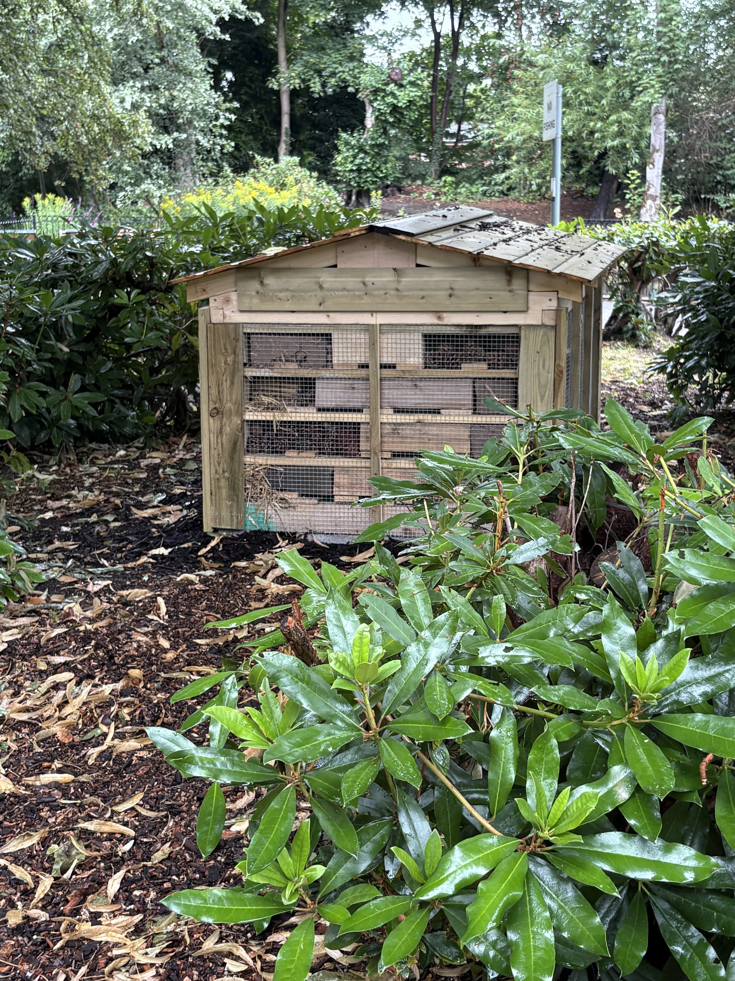 a picture of the bug hotel at stamford park