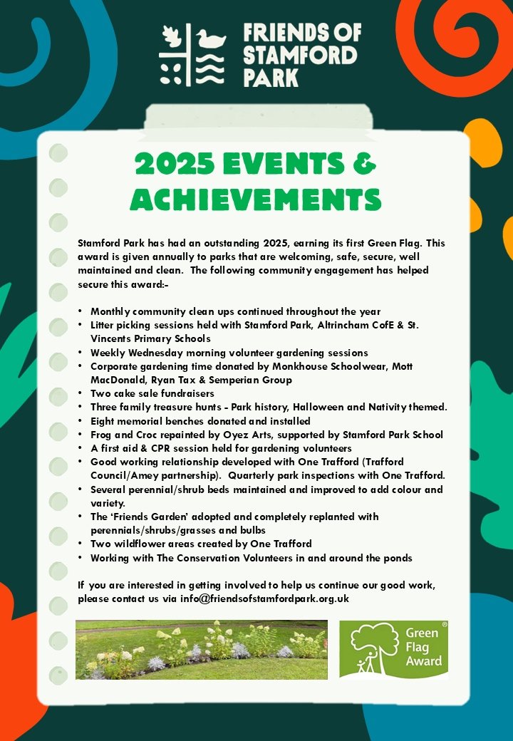 a flyer listing all the FoSP events and achievements for 2025