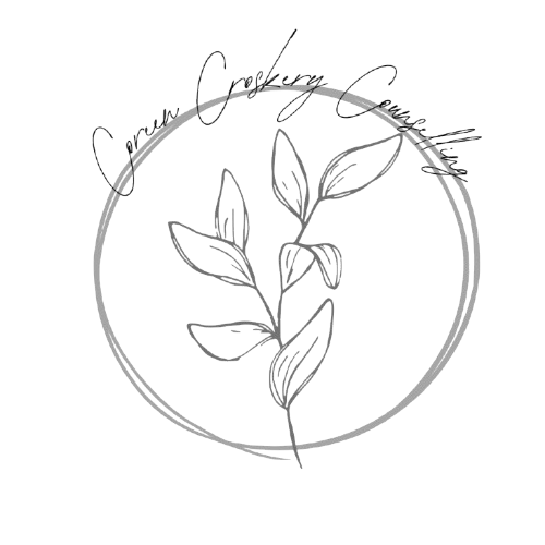 Coreen Croskery Counselling logo. A hand-drawn image of leaves in a circle.