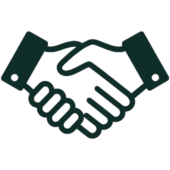 Outline icon of a handshake symbolizing agreement or partnership