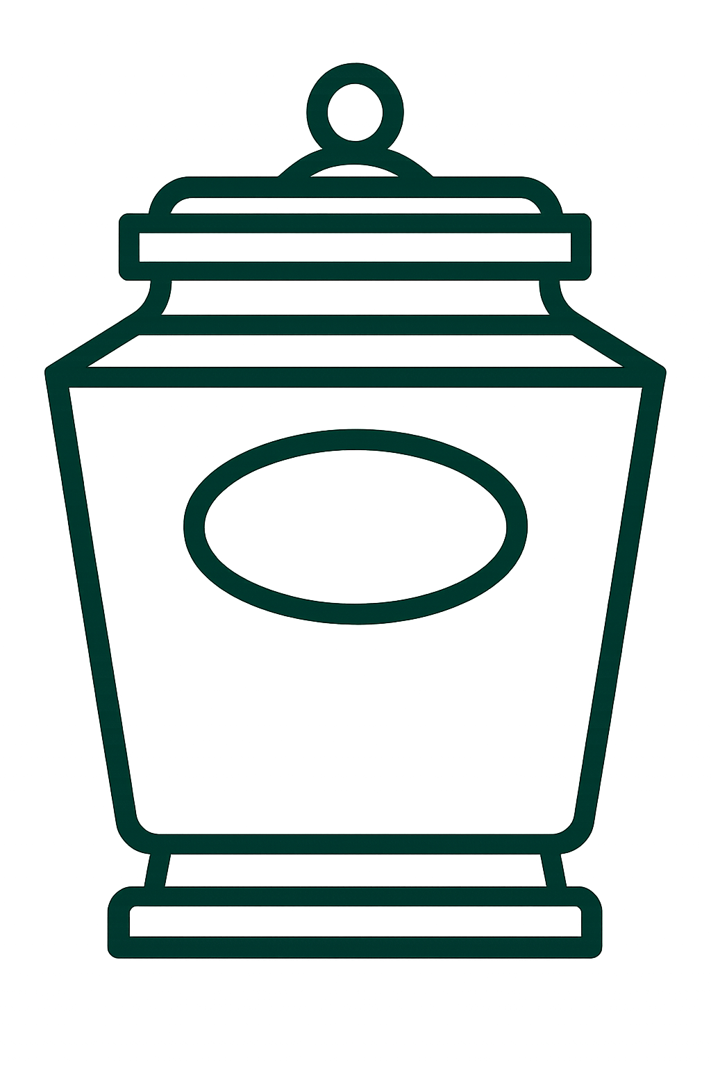 Outline of a coffee cup with a saucer on a green background.