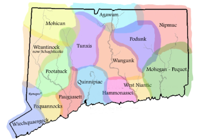 Map from the CT State Native American and Indigenous Council
