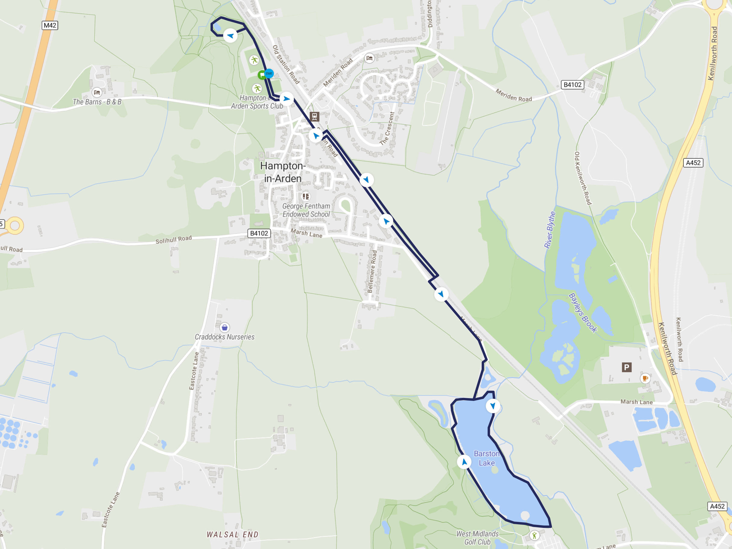Map of the Hampton 2 Lakes route