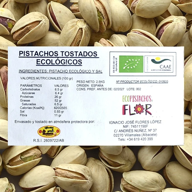 Bolsa de 2,5 Kilos de Pistacho Ecológico con sal.