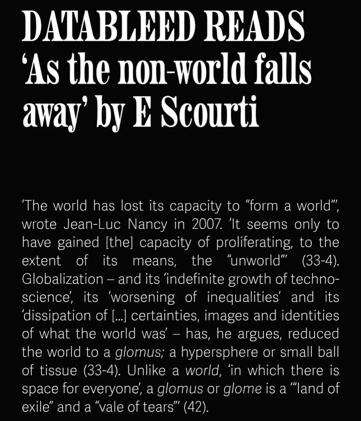 Up now, DATABLEED reads E Scourti's 'As the non-world falls away'. 

Available via link in @data_bleed bio 🔗