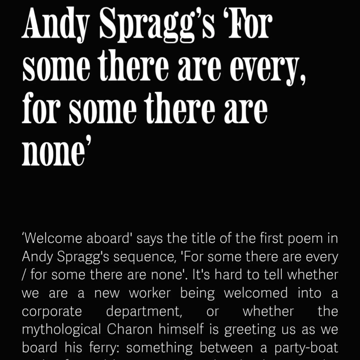 Up now: DATABLEED reads Andy Spragg's 'For some there are every, for some there are none'. 

Head to the 🔗 in bio @data_bleed