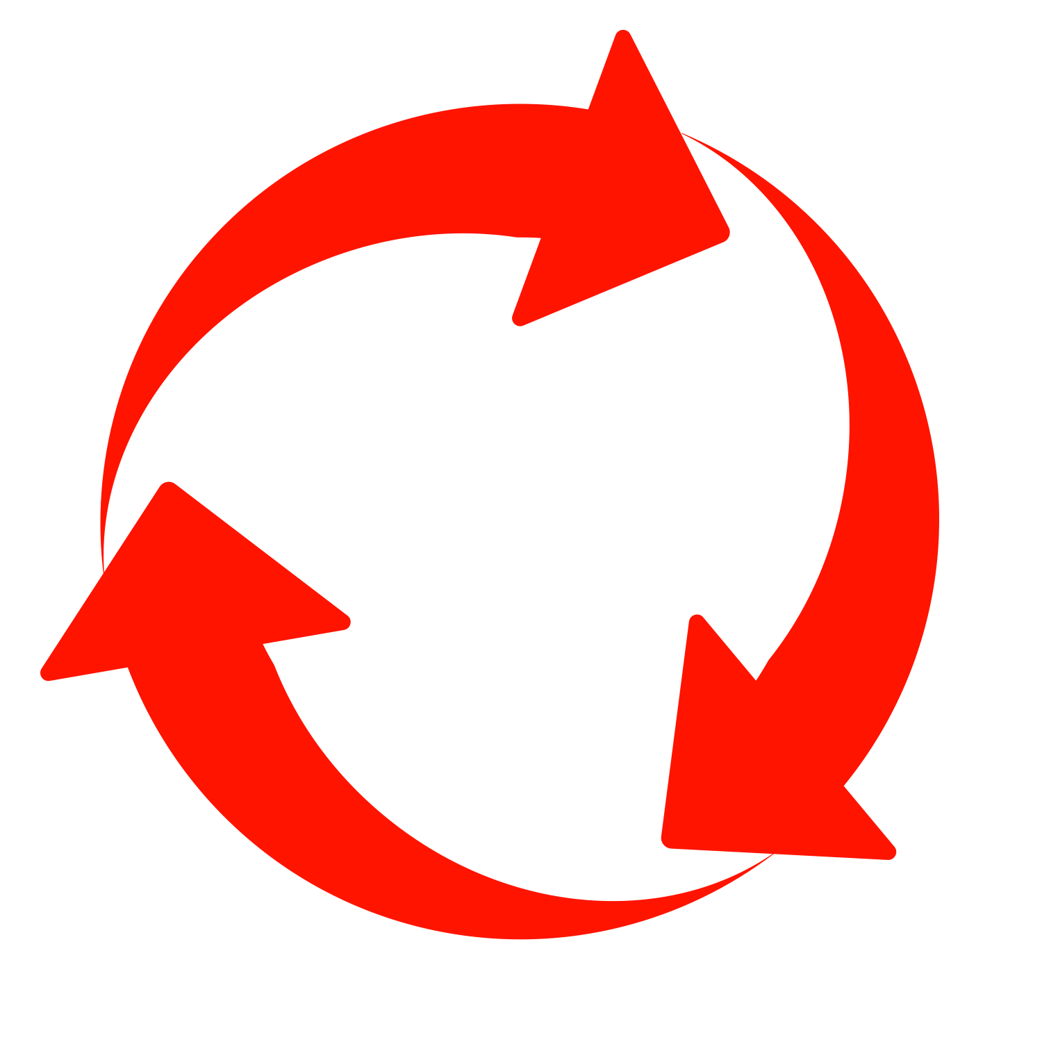 Red circular arrows in a loop, indicating recycling.