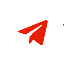 Red paper airplane icon on a white background