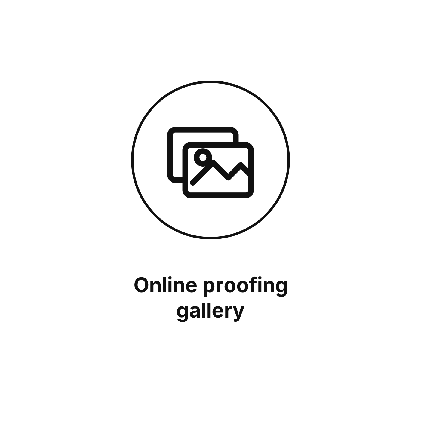 Icon indicating online proofing gallery with a picture frame and a mountain range