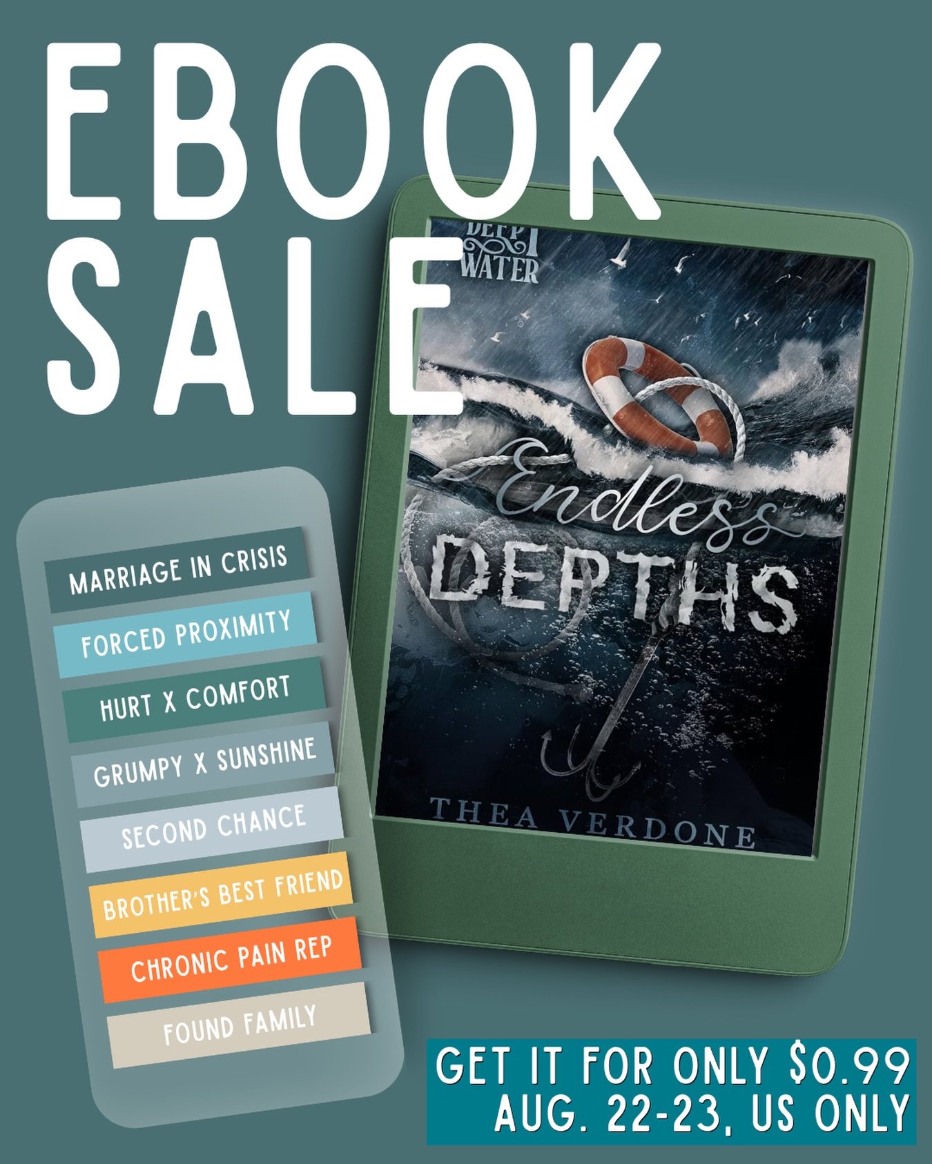 watt??? another ebook sale?! HECK YEAH 🦀🦀🦀

EBOOK SALE! 2 DAYS ONLY
🌍 AVAILABLE WORLDWIDE 🌍
👉buy it at books2read.com/endlessd 

Endless Depths is currently on sale for only 99 pennies!! 

If you need a perfect weekend read that will leave you 