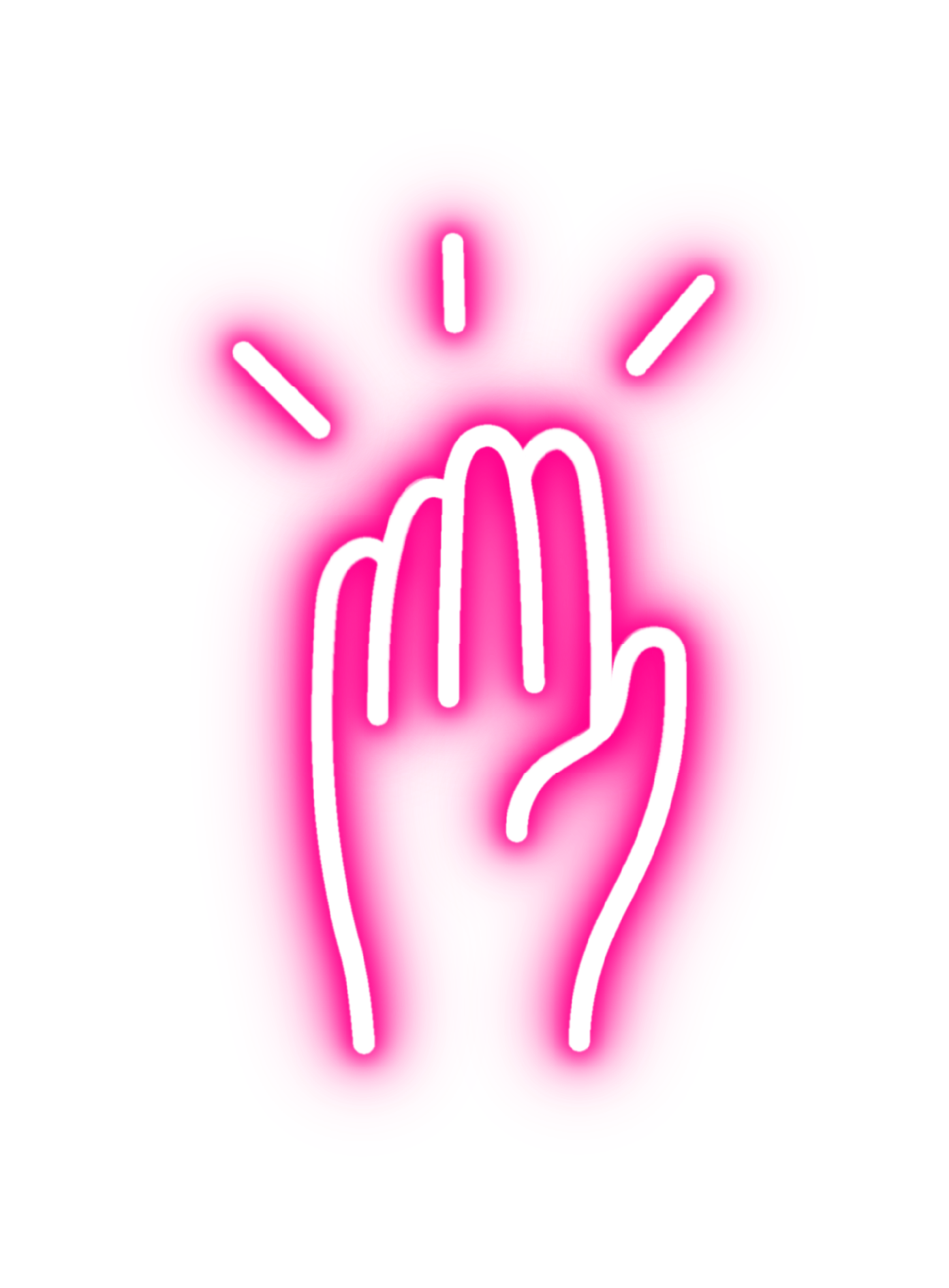 En hand som gör en fingervisning, i rosa och vitt.