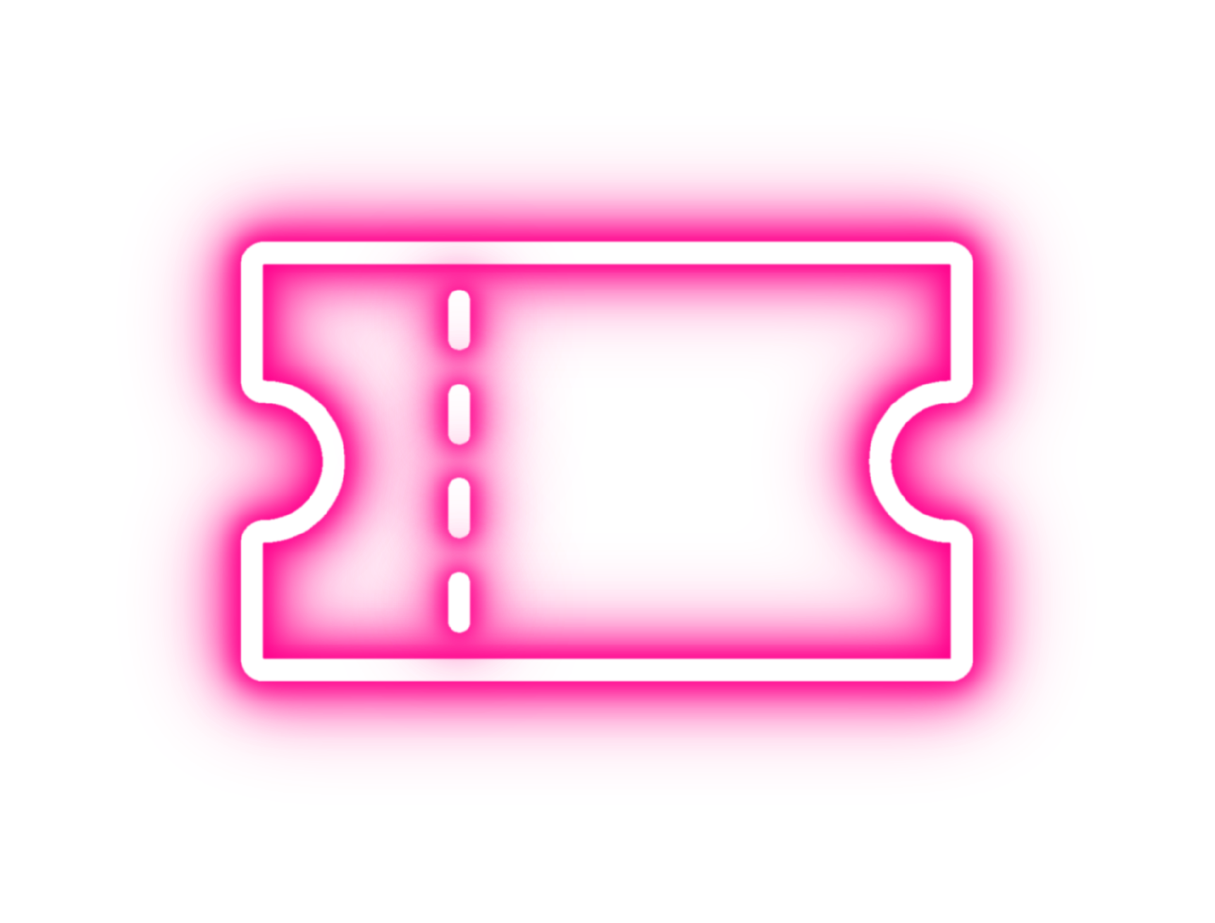 Neon pink grafisk design av en bilnyckel med en vit kontur och en streckad linje i mitten.