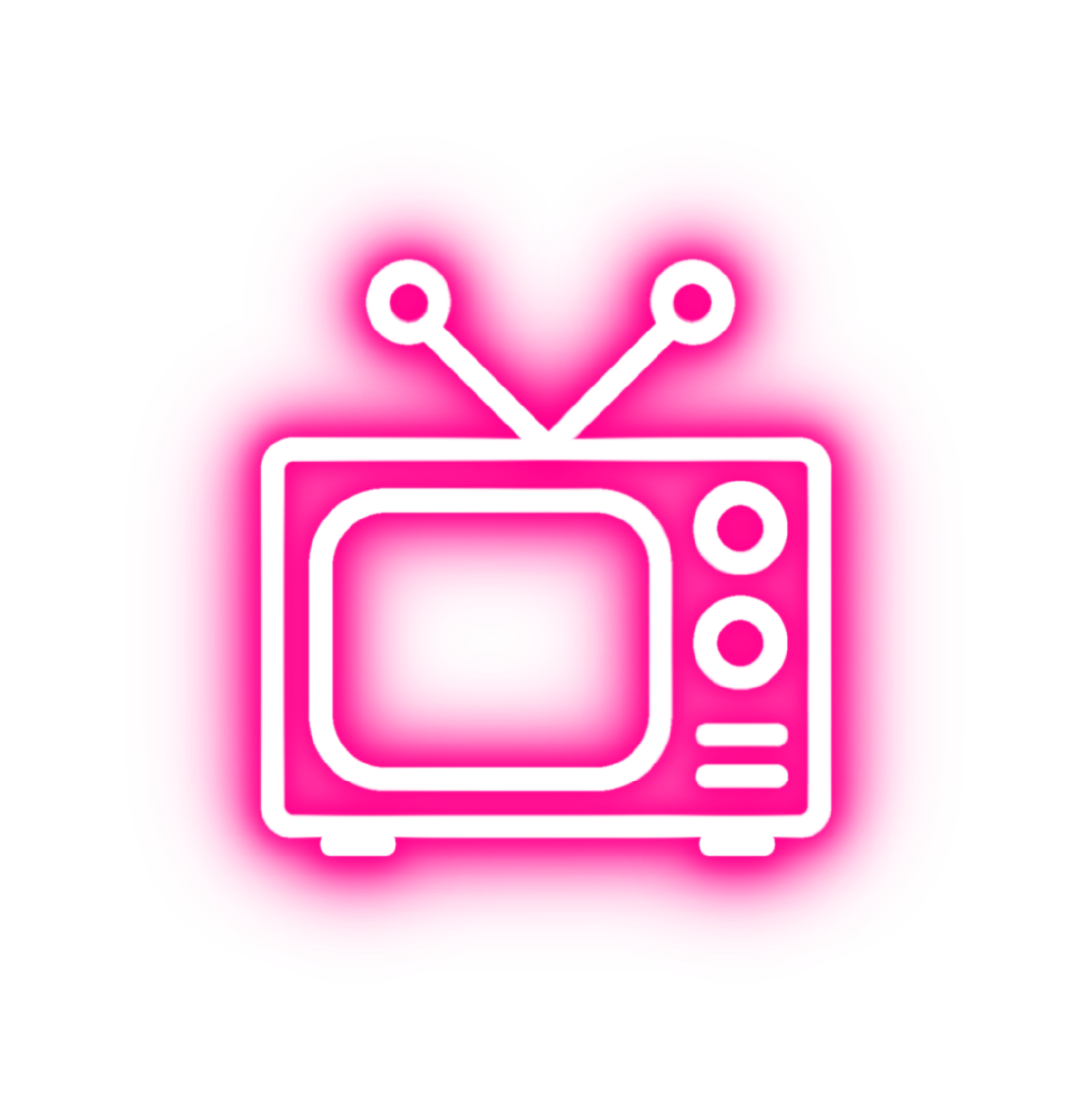 En neonlinje tecknad bild av en gammaldags TV med antenner.