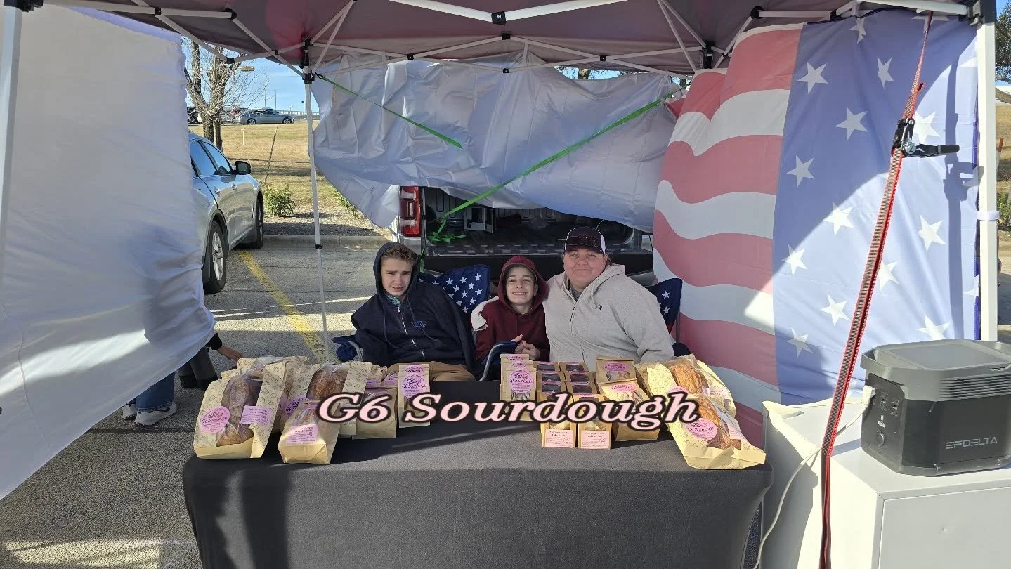 We Are Freezing For You 🥶 So brave the cold and come see us @ Sunshine Market in Floor &amp; Decor in Georgetown

🥳 FIRST 6 to mention this post gets a free JUMBO sourdough coffee cake muffin with their purchase 🥳

#g6sourdough #georgetownfoodie #