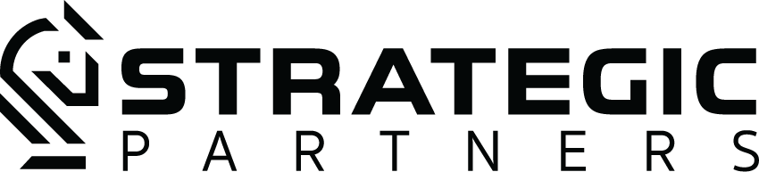 Logo of Strategic Partners with a stylized arrow and text.