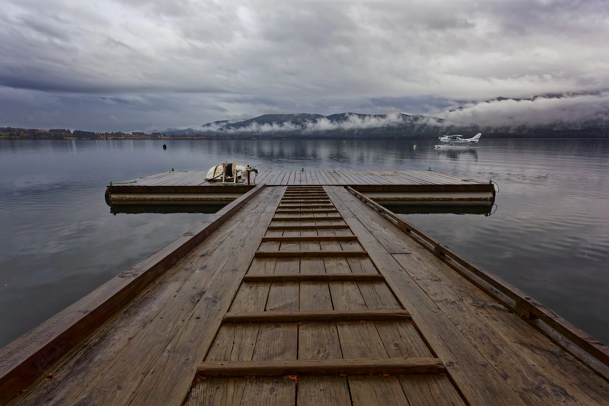 Pier on a lake in New Zealand.