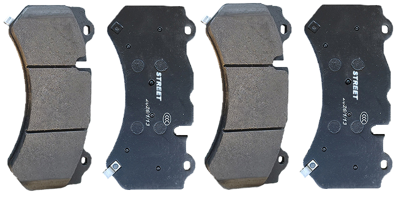 Front set of brake pads for carbon ceramic rotors for the Chevrolet corvette C8 Z06 track use