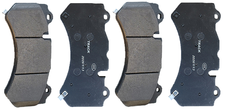 Front set of brake pads for carbon ceramic rotors for the Chevrolet corvette C8 Z06 track use