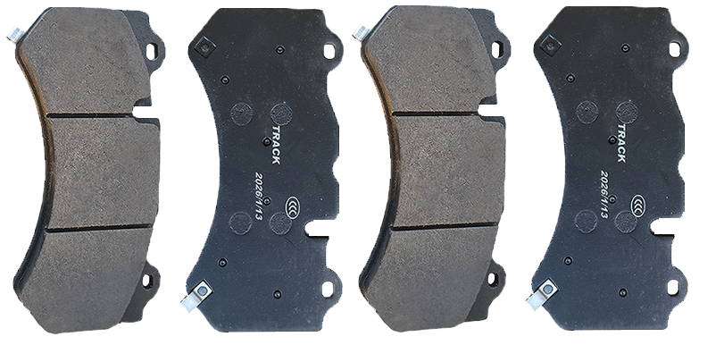 Front set of brake pads for carbon ceramic rotors for the Chevrolet corvette C8 Z06 Street use