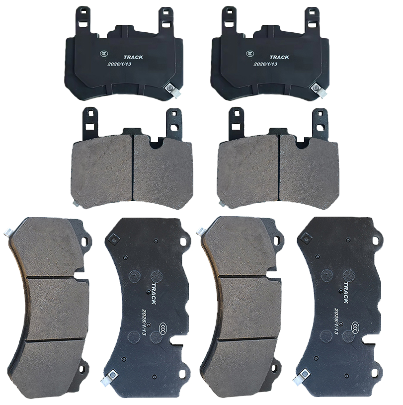 Front and Rear set of brake pads for carbon ceramic rotors for the Chevrolet corvette C8 Z06 Track use