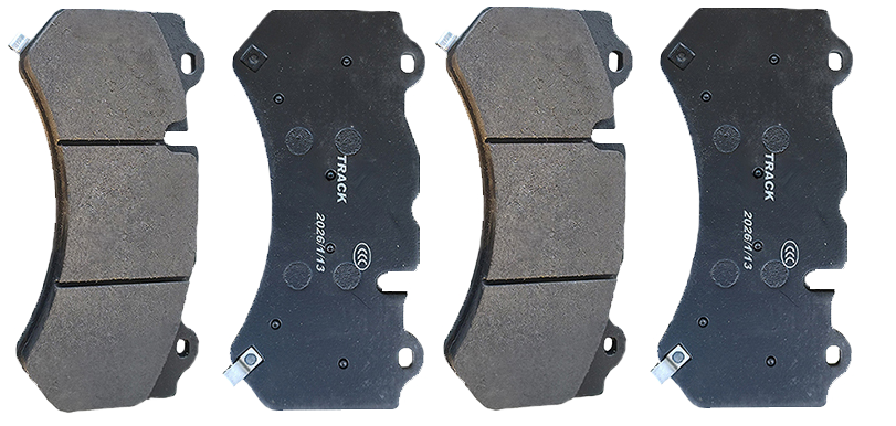 Front set of brake pads for carbon ceramic rotors for the Chevrolet corvette C8 Z06 Street use