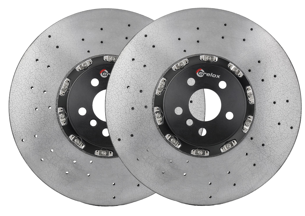 Front set of carbon ceramic rotors for the Chevrolet corvette C8 Z06