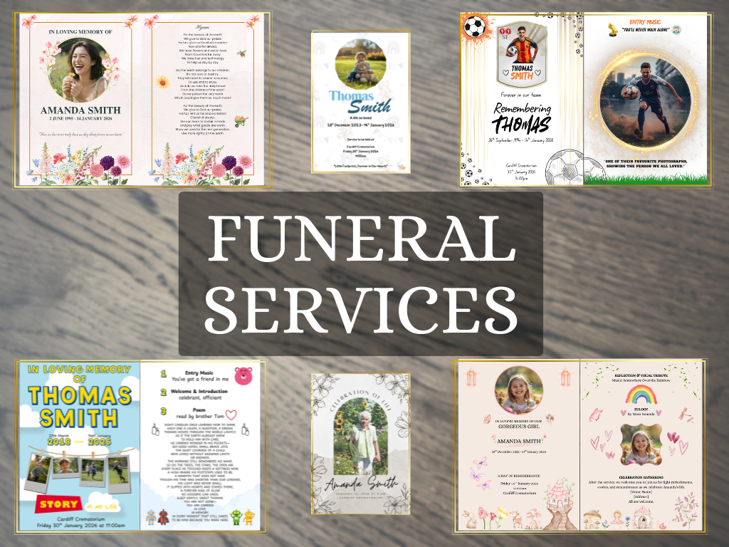 Examples of funeral order of services and funeral notices