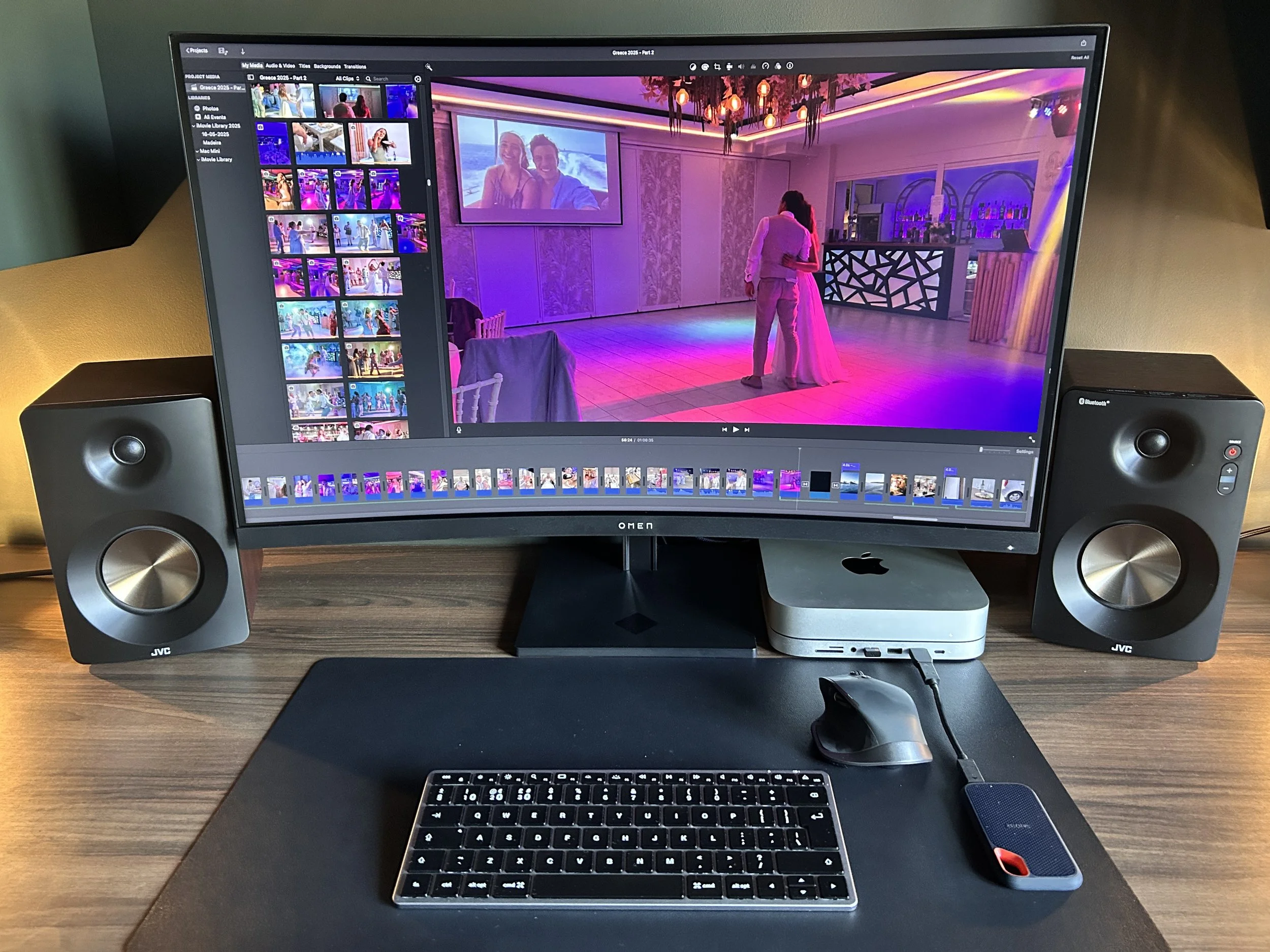 A photo of a computer setup for editing Wedding 'Story of Life' videos.