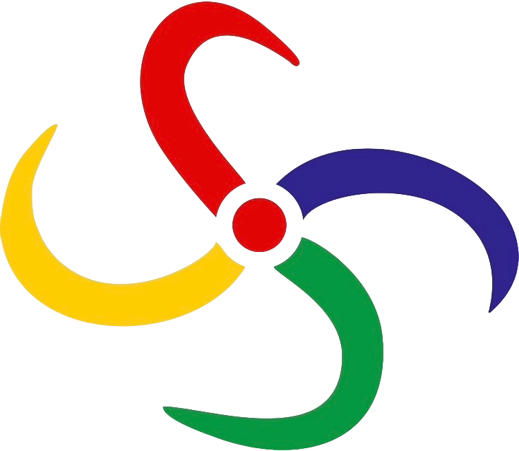 Google logo with four colored interlocking parts in red, yellow, blue, and green surrounding a central red circle.