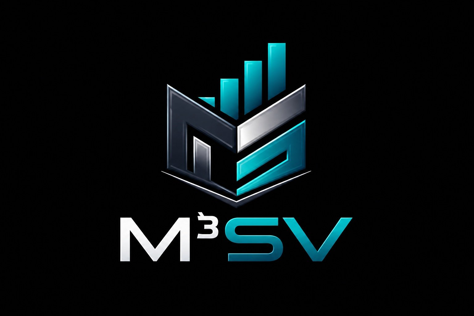 A logo with a stylized graph and geometric shapes above the text 'M³SV' on a black background.
