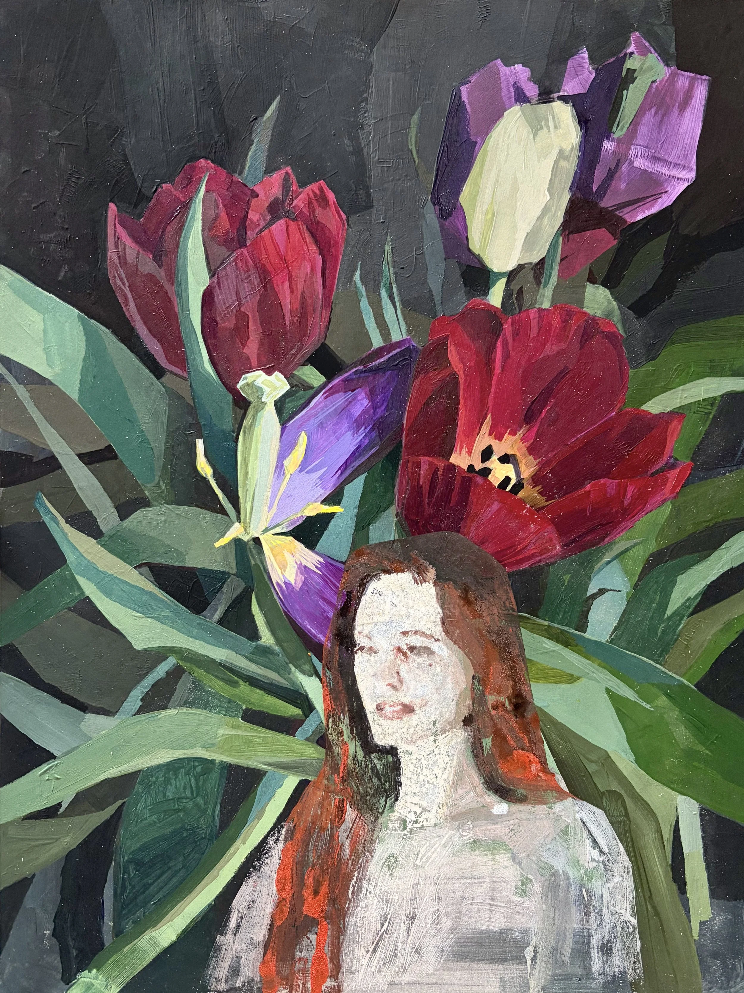 Acrylic and oil monotype print